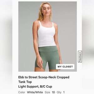 lululemon athletica White Scoop-Neck Cropped Tank Top